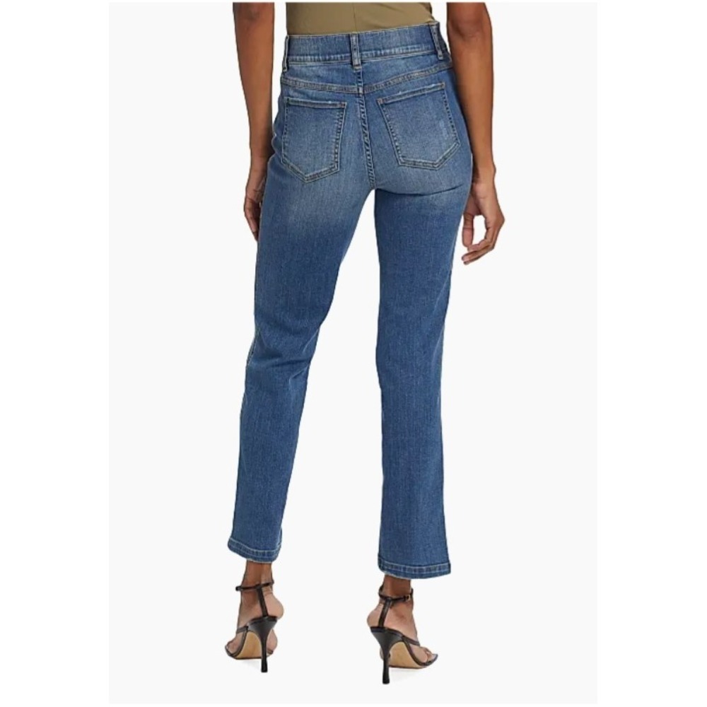 SPANX Ankle Straight Leg Pull On Denim Jeans Medium Wash Sz L Petite - Picture 2 of 9